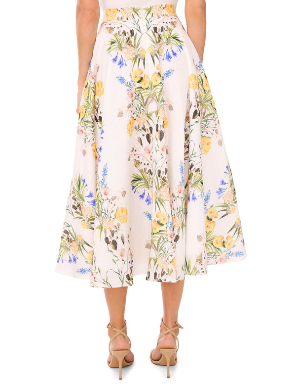 A-LINE LINEN MIDI SKIRT | ULTRA WHITE