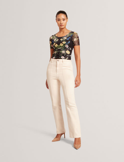 SHORT SLEEVE CREW MESH TOP | RICH BLACK