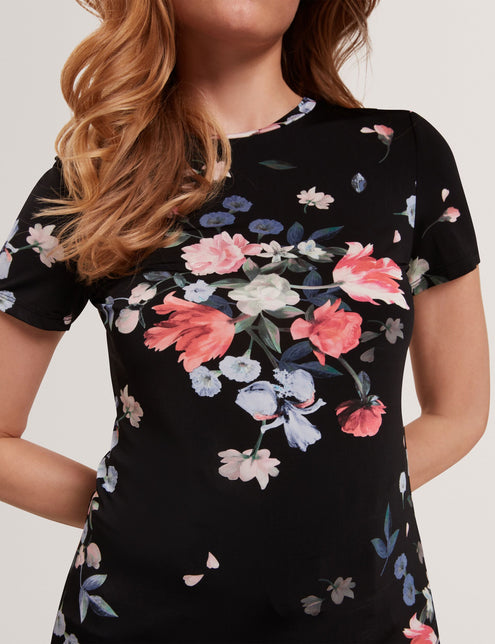 ALLOVER FLORAL T-SHIRT | RICH BLACK