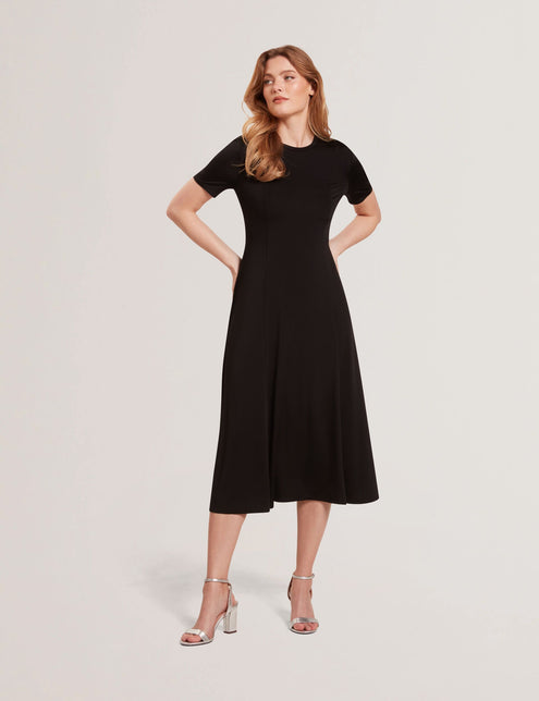 SHORT SLEEVE JERSEY MAXI DRESS | RICH BLACK