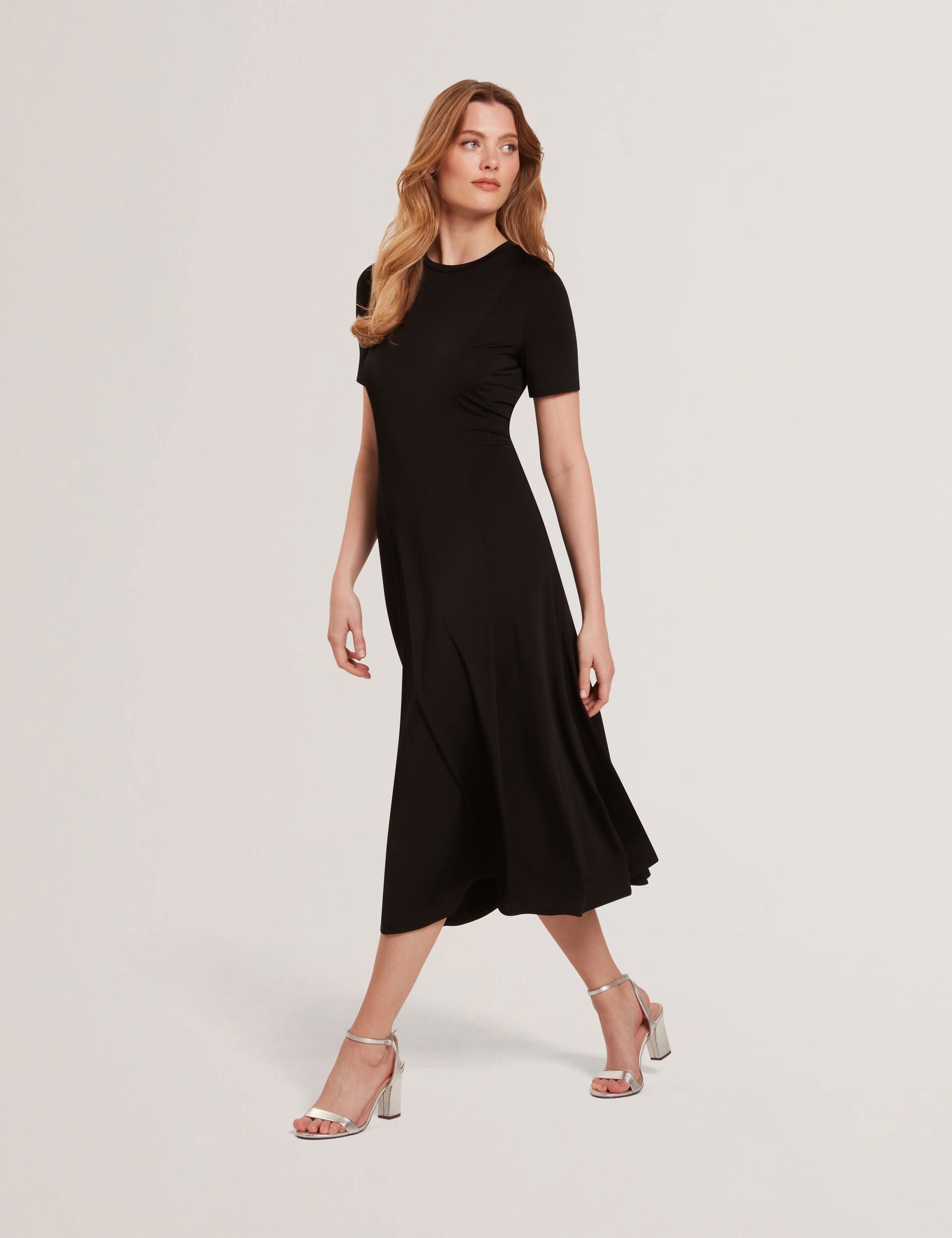 short sleeve ted baker dresses FLARE SHORT SLEEVE CREW NECK MINI DRESS