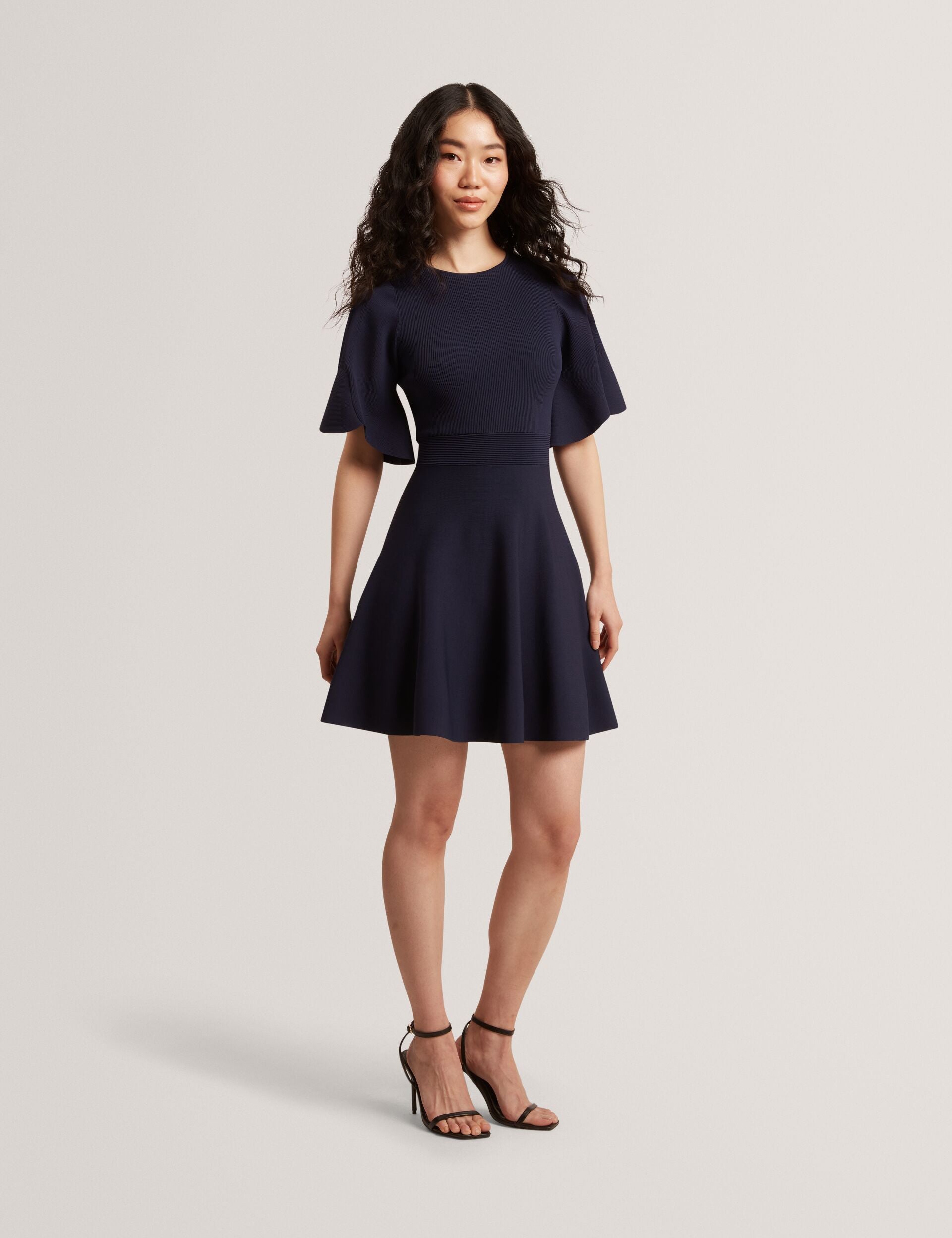 Navy | Flare Short Sleeve Crew Neck Mini Dress | Ted Baker US Navy | Flare Short Sleeve Crew Neck Mini Dress | Ted Baker US