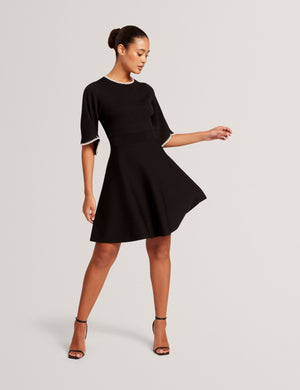Black | Short Sleeve Crew Neck Mini Dress | Ted Baker US Black | Short Sleeve Crew Neck Mini Dress | Ted Baker US