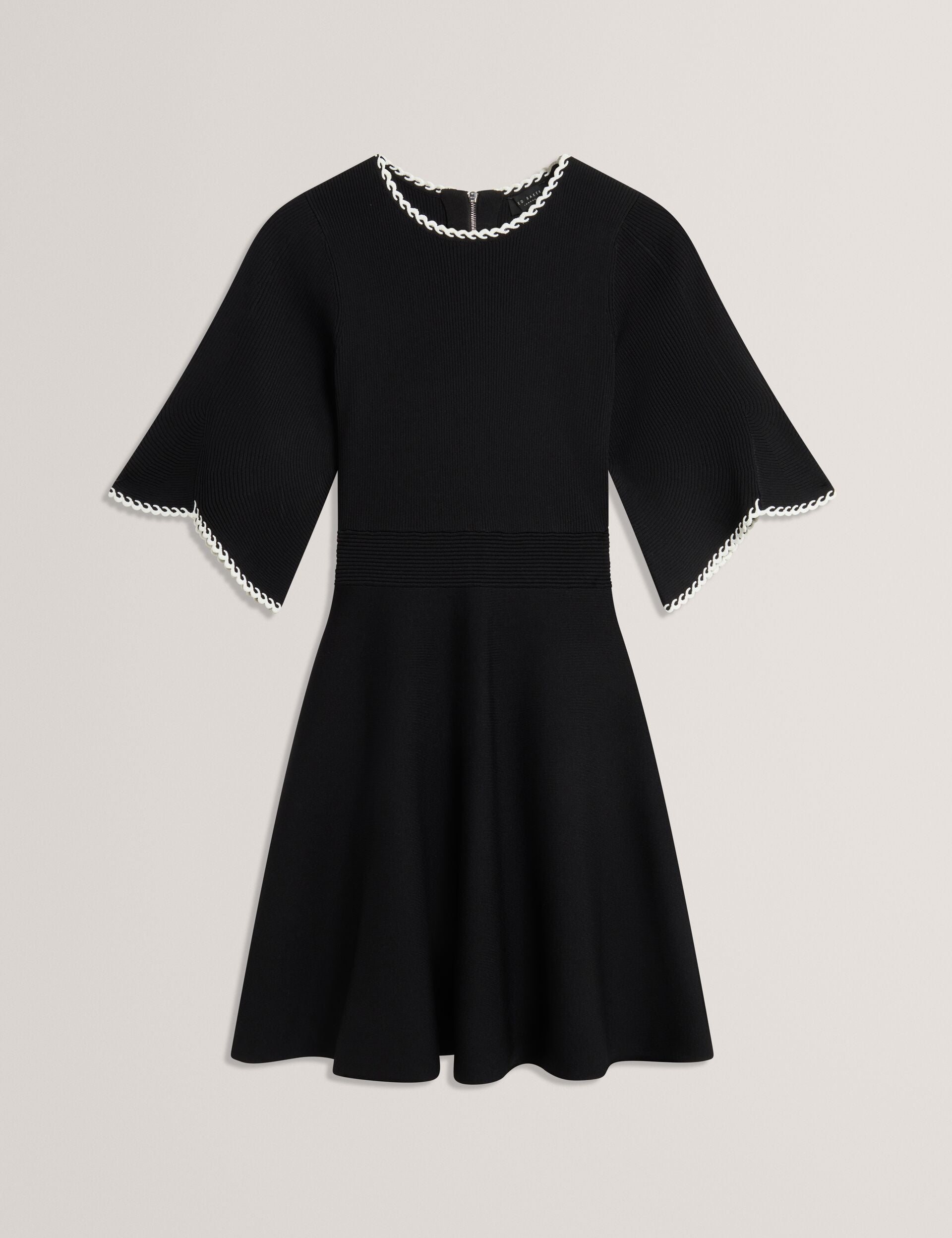 Ted Baker London Flare Short Sleeve Round Neck Dress - Rich Black Ted Baker London Flare Short Sleeve Round Neck Dress - Rich Black