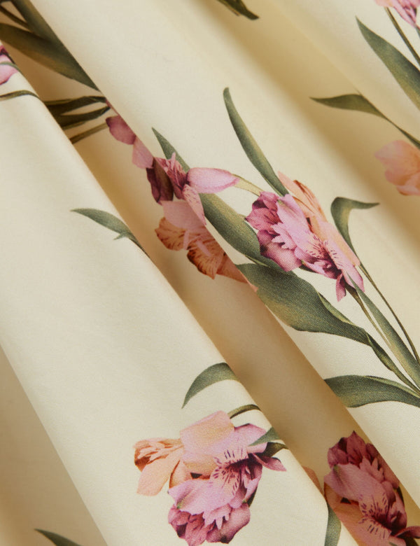 BALLOON SHORT SLEEVE BUTTON UP SHIRT DRESS | TRANSPARENT YELLOW