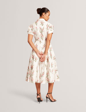 BALLOON SHORT SLEEVE BUTTON UP SHIRT DRESS | ULTRA WHITE