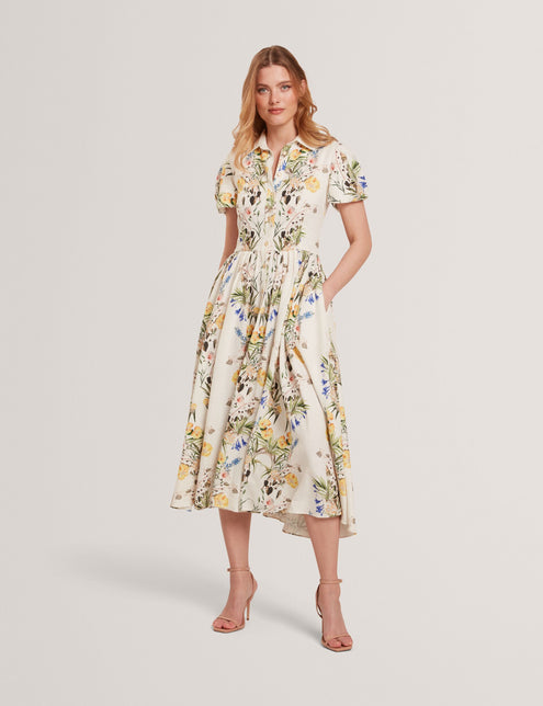 BALLOON SLEEVE BUTTON UP SHIRT DRESS | ULTRA WHITE