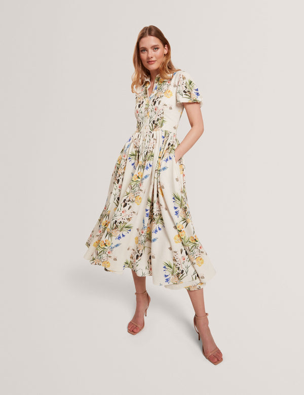 BALLOON SLEEVE BUTTON UP SHIRT DRESS | ULTRA WHITE