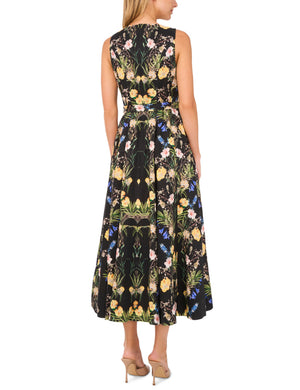 Ted Baker London Floral Tie Neck Sleeveless Maxi Dress - Rich Black Ted Baker London Floral Tie Neck Sleeveless Maxi Dress - Rich Black