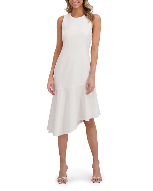 ASYMMETRIC MIDI DRESS | ULTRA WHITE