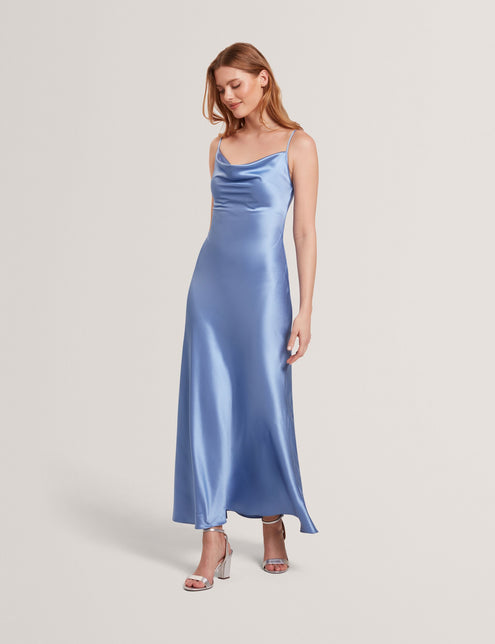 MIDI SILK SLIP DRESS | HYDRANGEA