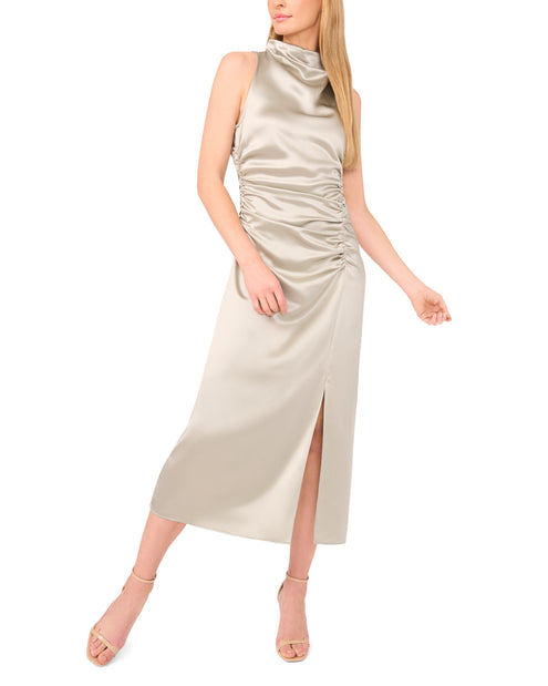 COWL NECK MAXI DRESS WITH RUCHED SIDES | DESERT SAGE
