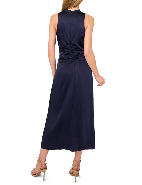 COWL NECK MAXI DRESS WITH RUCHED SIDES | CLASSIC NAVY