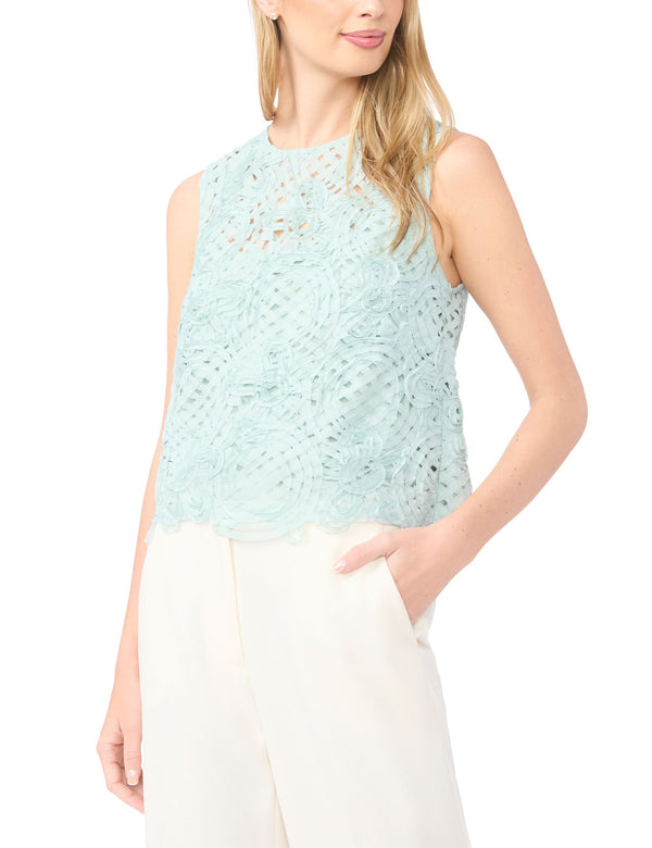 Ted Baker Floral Crosshatch Cropped Shell Top