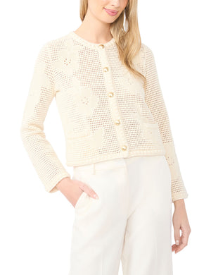 Ted Baker Crochet Knit Crew Neck Cardigan