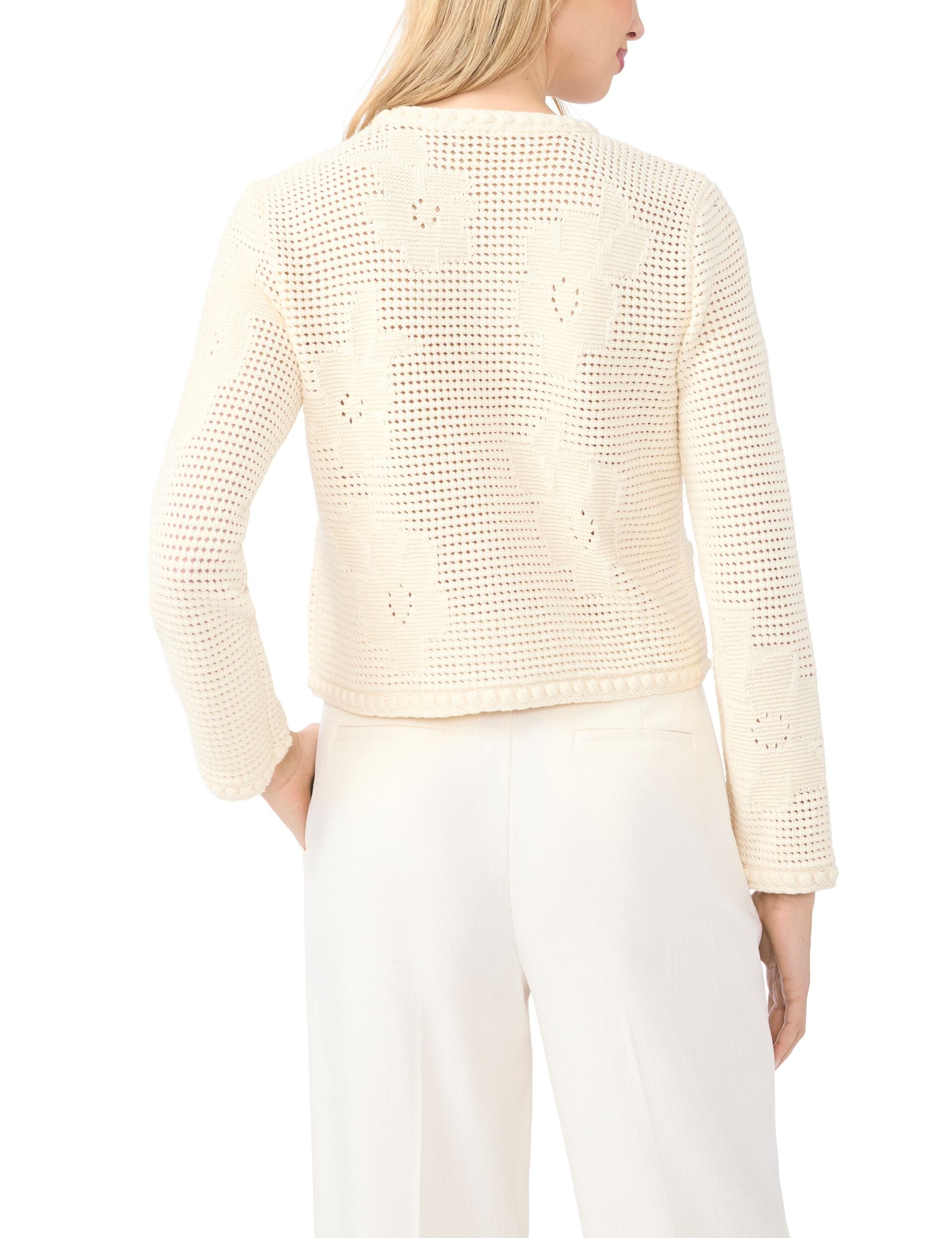 Cream Crochet Knit Crew Neck Cardigan | Dana | Ted Baker US