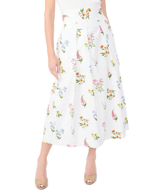 Ted Baker Cotton Floral Pleated Midi Skirt
