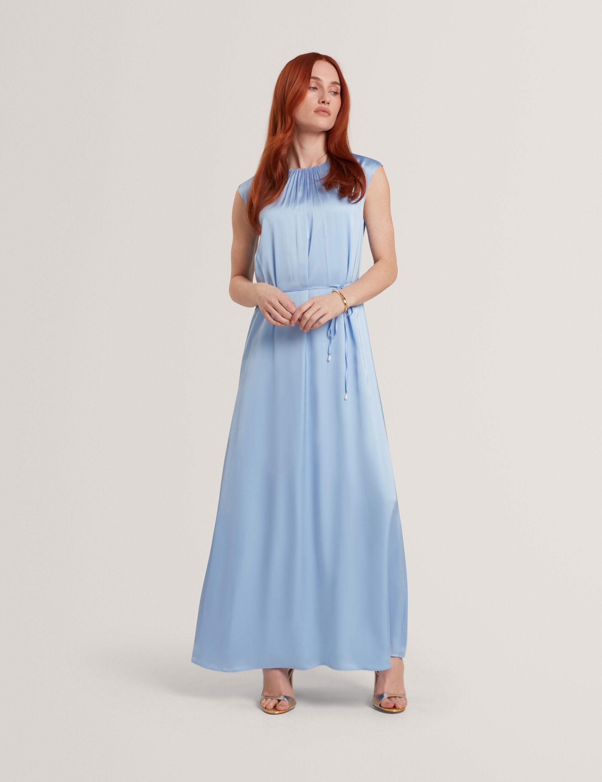 Satin Gathered Neck Maxi Dress | Parker