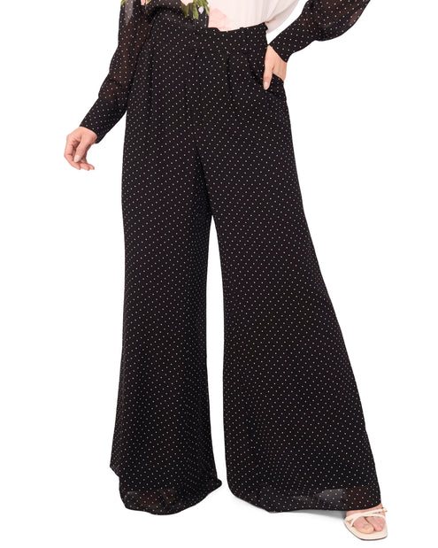 WIDE LEG TUCK PANT | BLACK