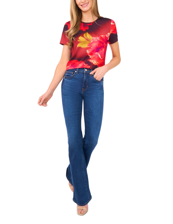 ALLOVER FLORAL T-SHIRT | RED