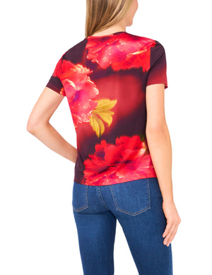 ALLOVER FLORAL T-SHIRT | RED