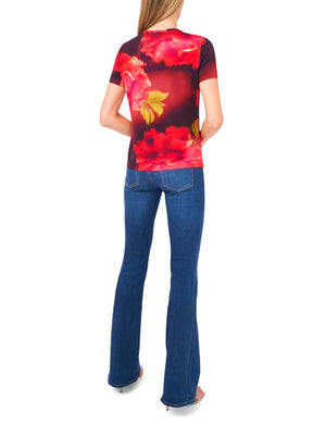 ALLOVER FLORAL T-SHIRT | RED
