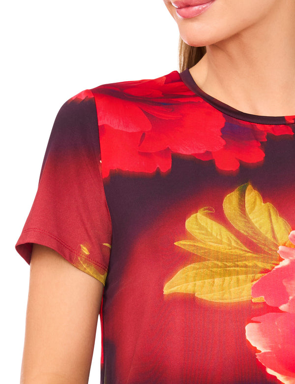 ALLOVER FLORAL T-SHIRT | RED