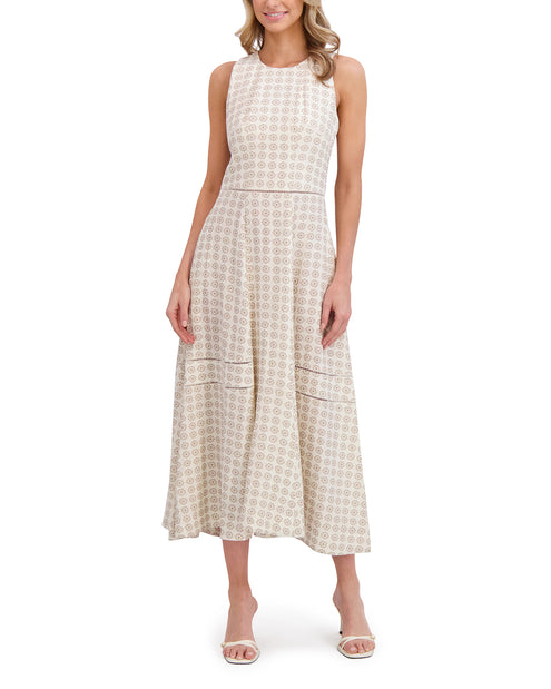 SLEEVELESS HIGH NECK MIDI DRESS | IVORY