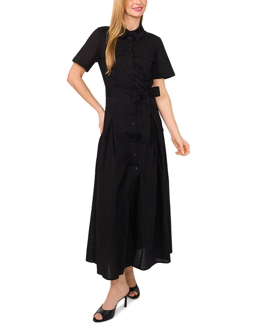 SHIRT DRESS WITH SELF BELT | RICH BLACK