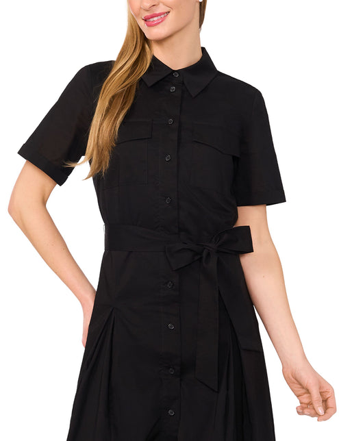 SHIRT DRESS WITH SELF BELT | RICH BLACK