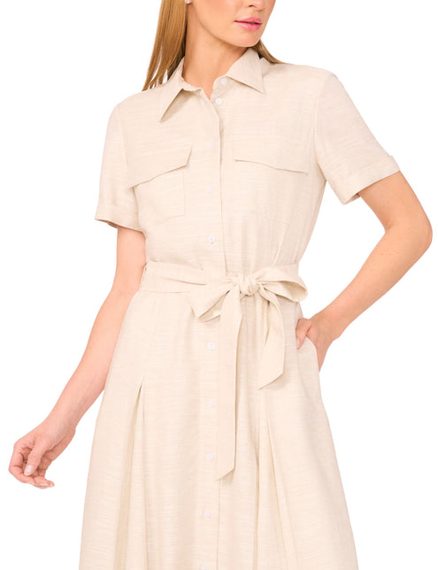 SHIRT DRESS WITH SELF BELT | TAUPE BISQUE
