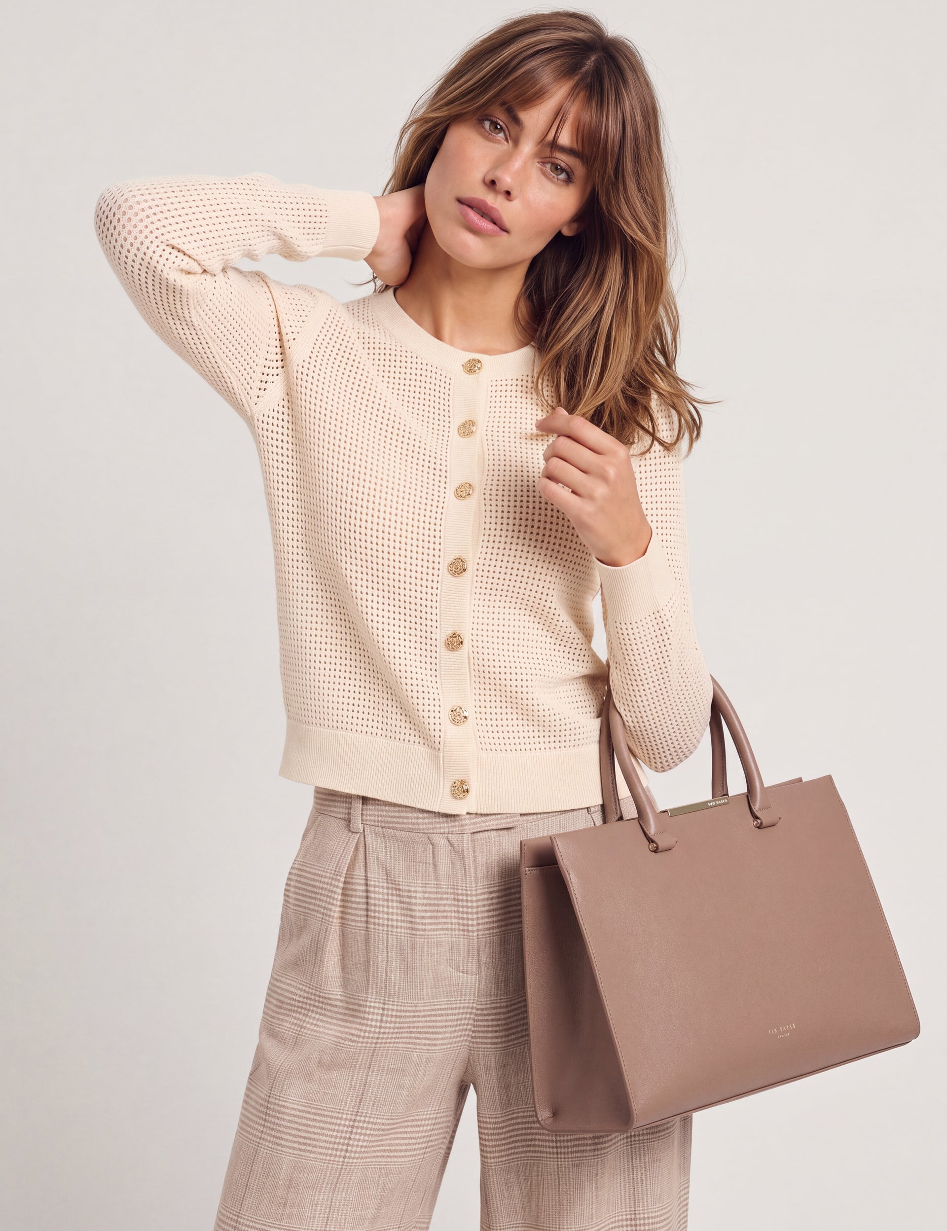 Open Knit Rose Button Cardigan | Kaylaa | Ted Baker US