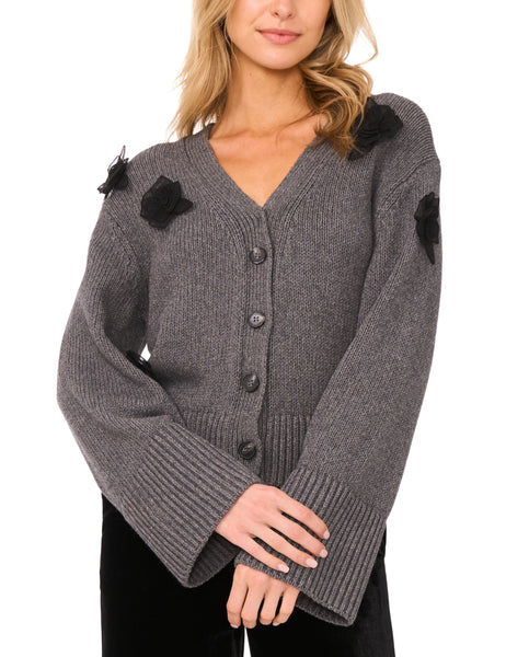 V-neck Cardigan With Mesh 3d Rose | Lachlan | Ted Baker US