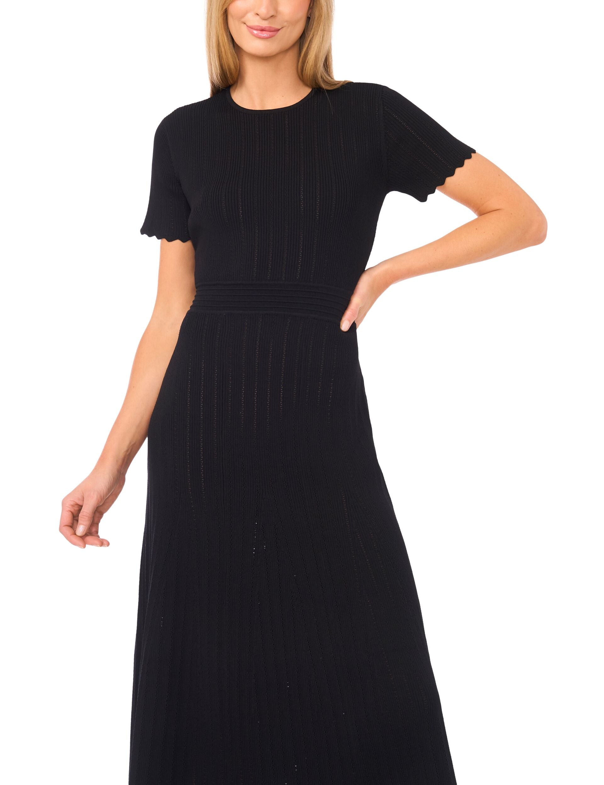 Short Sleeve Crew Neck Midi Dress With Pointelle And Rib | Maraiss | Ted Baker US Short Sleeve Crew Neck Midi Dress With Pointelle And Rib | Maraiss | Ted Baker US