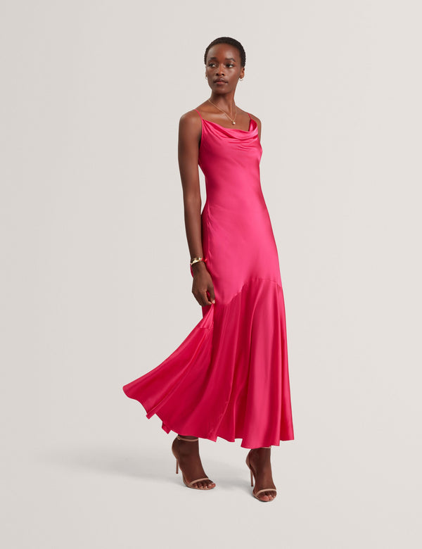 Ted Baker Satin Cowl Neck Strappy Maxi Dress