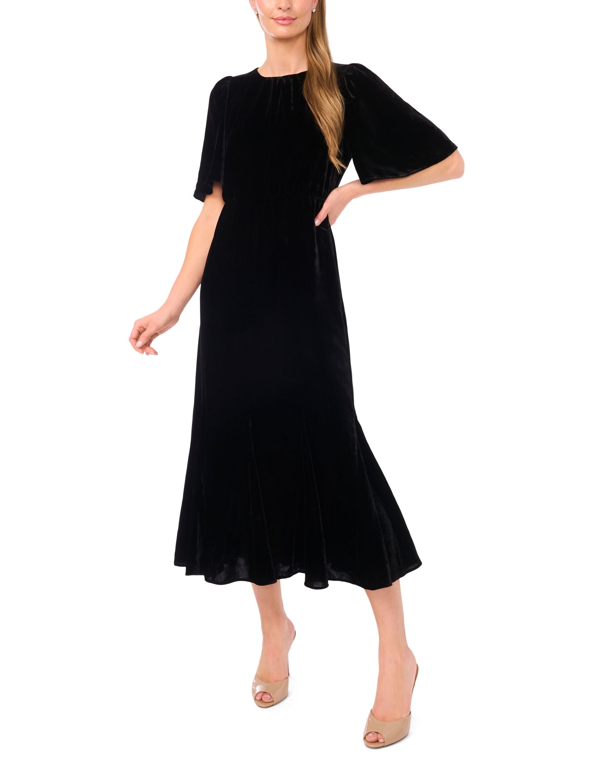 Ted Baker Women's Flounce Sleeve Velvet Dress - Black