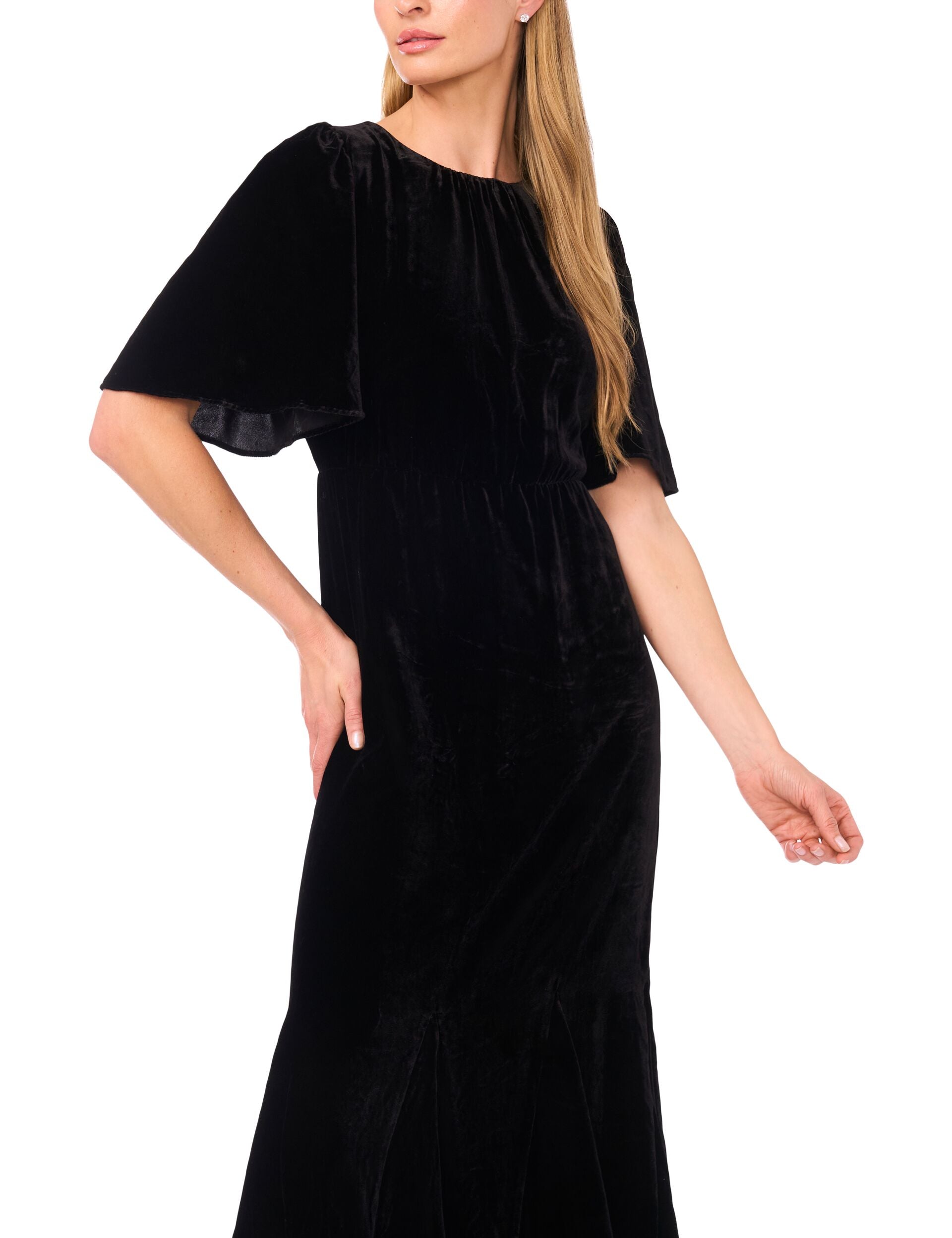 Ted Baker Women's Flounce Sleeve Velvet Dress - Black