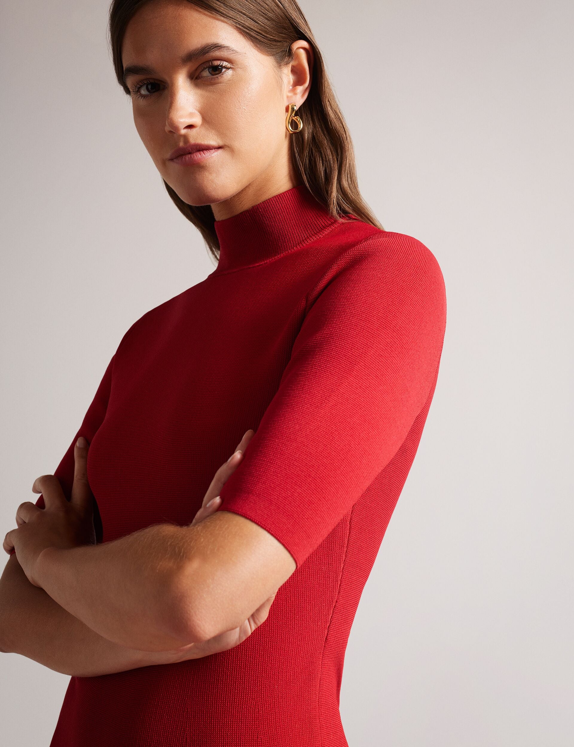 Red Pleated Hem Bodycon Knit Mini Dress | Canddy | Ted Baker US Red Pleated Hem Bodycon Knit Mini Dress | Canddy | Ted Baker US