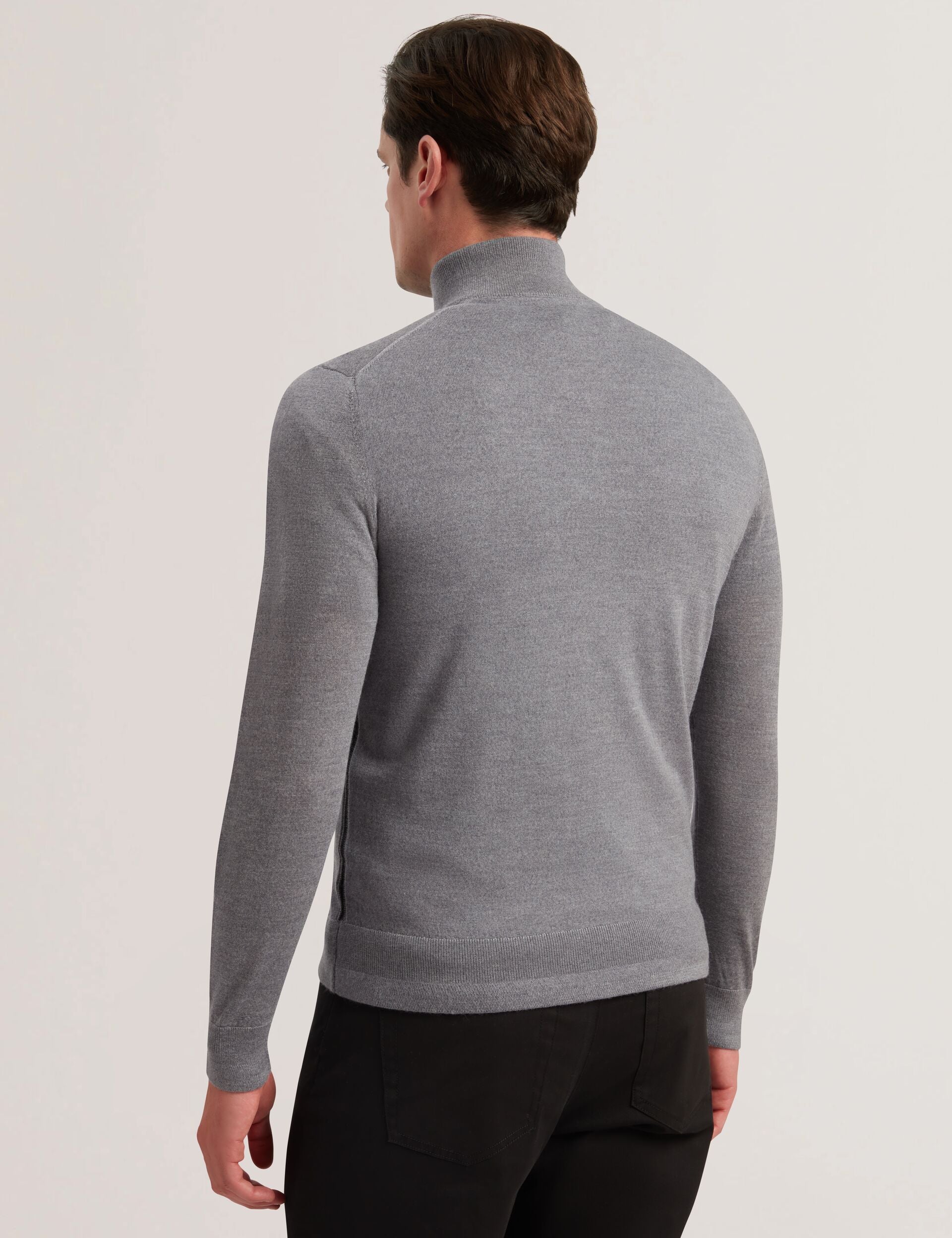 Charcoal Wool Quarter Zip Funnel Neck Sweater | Limehas | Ted Baker US