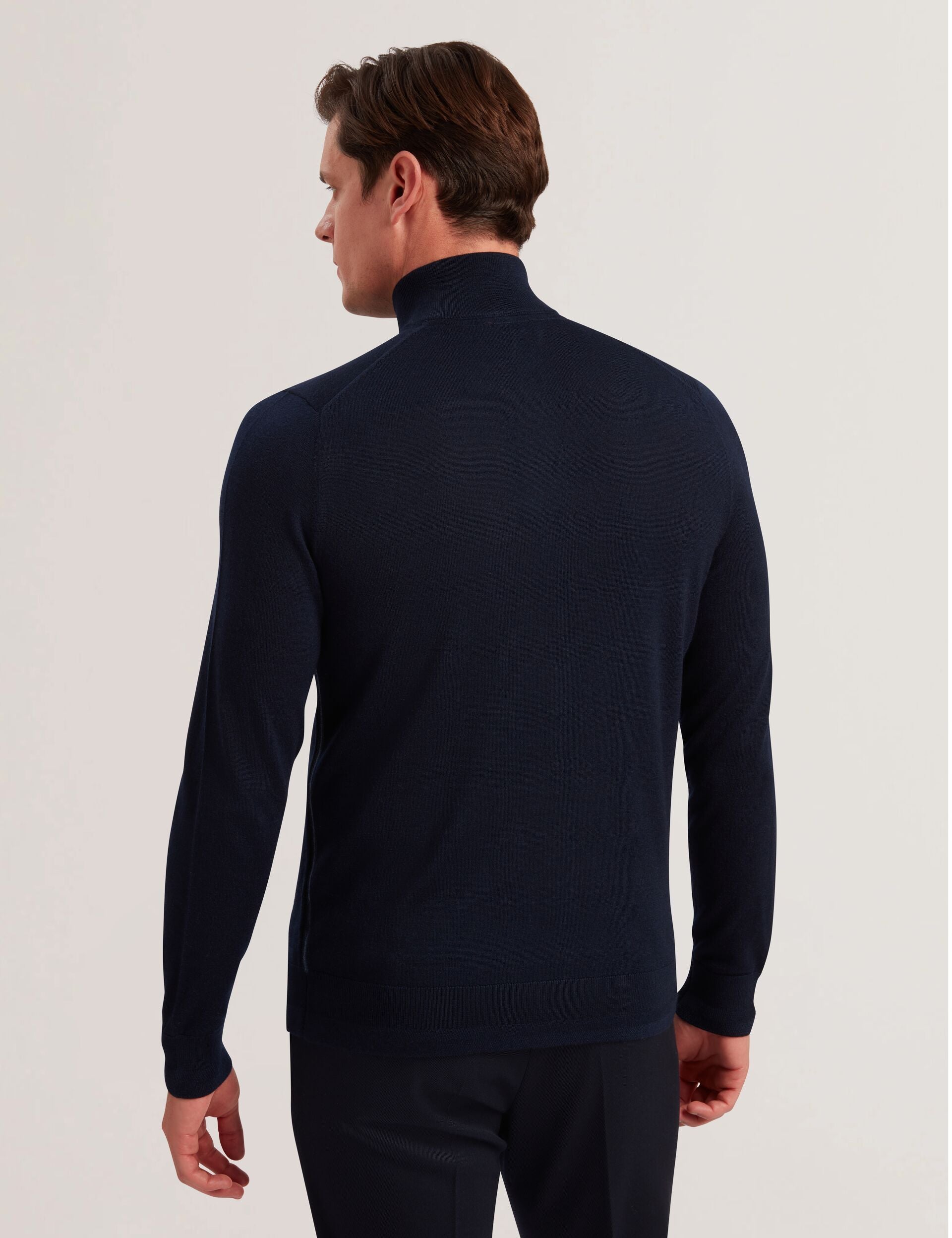 Navy Wool Quarter Zip Funnel Neck Sweater | Limehas | Ted Baker US