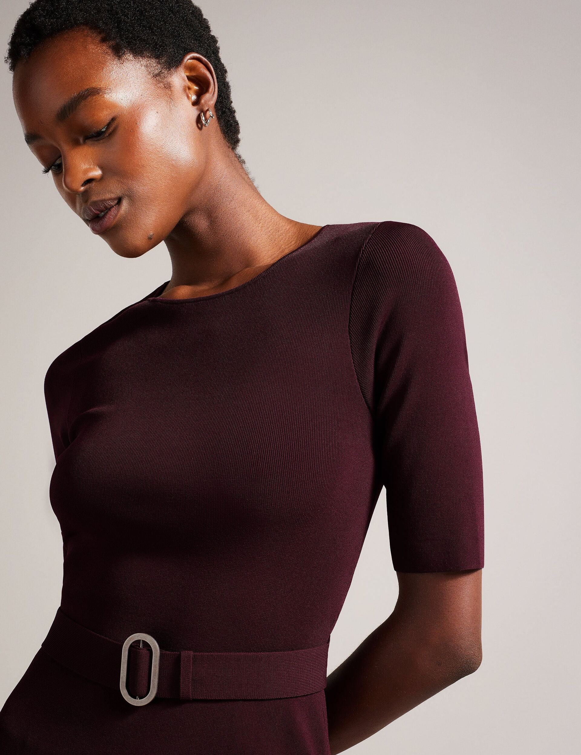 Flippy Hem Knitted Midi Dress With Belt | Samalee | Ted Baker IE Flippy Hem Knitted Midi Dress With Belt | Samalee | Ted Baker IE