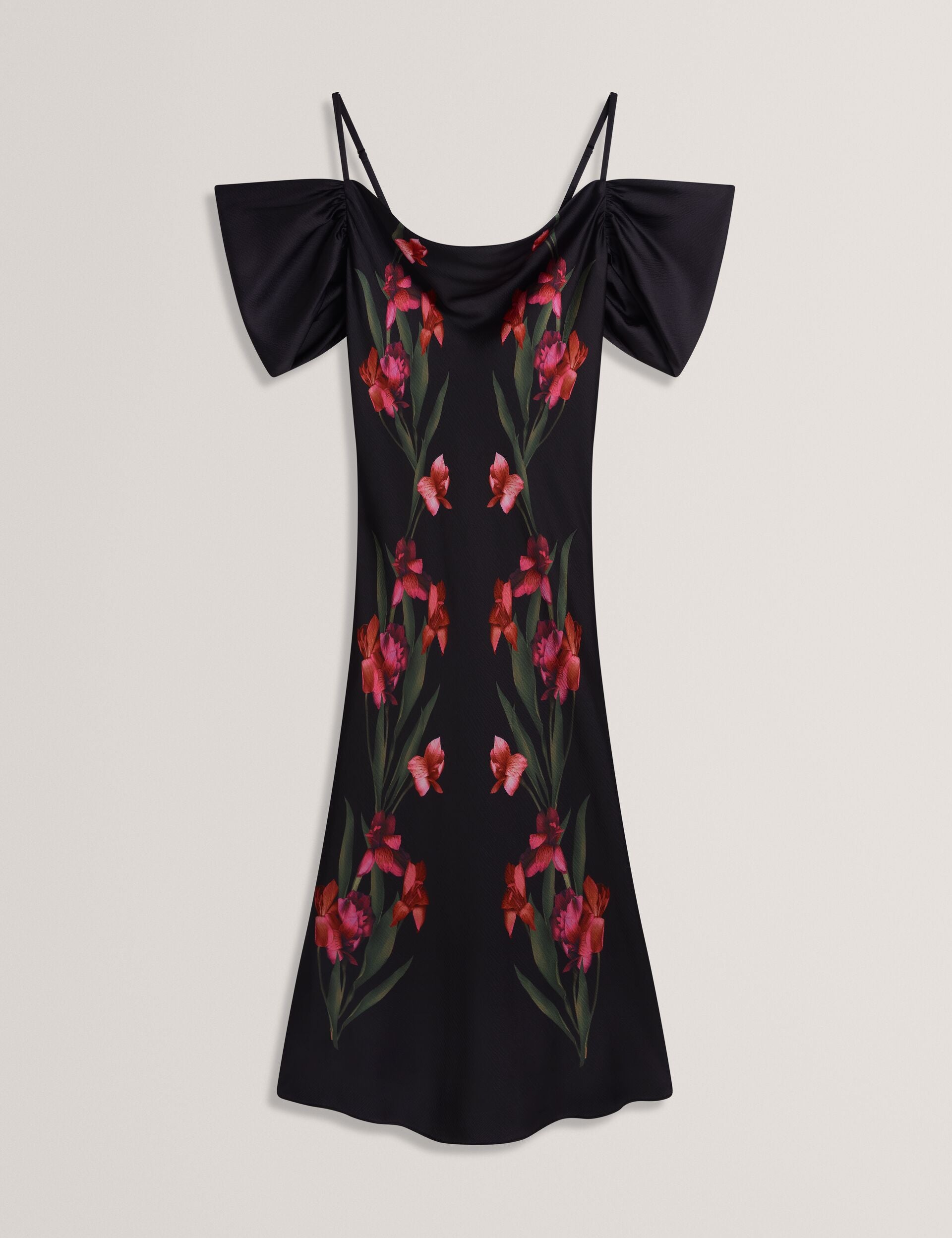 ted baker dress black floral Splurge: Teyonah Parris's New York City Ted Baker 'Kacied' Black Floral Print Square Neck Sheath Midi Dress And Miu Miu Oversized Square Sunglasses