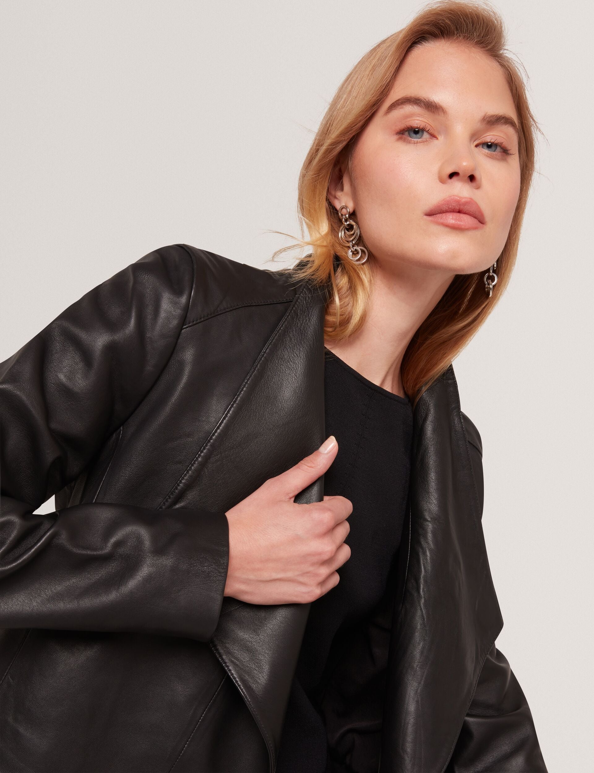 Wrap Front Cropped Leather Jacket | Riyoze | Ted Baker US