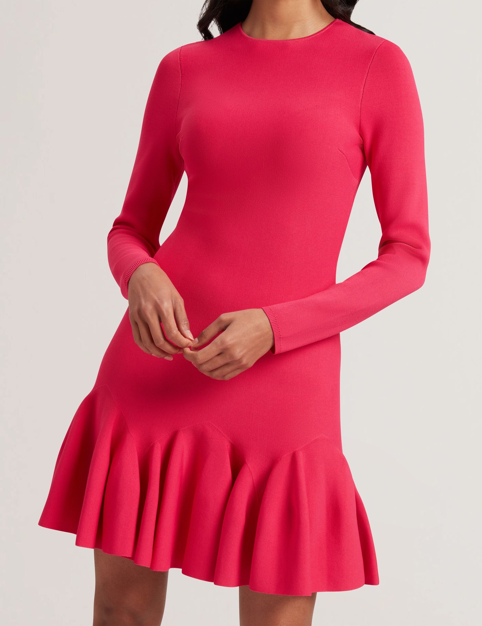 ted baker pink long sleeve dress Liyanna Long Sleeve Ruffle Maxi Dress Pink
