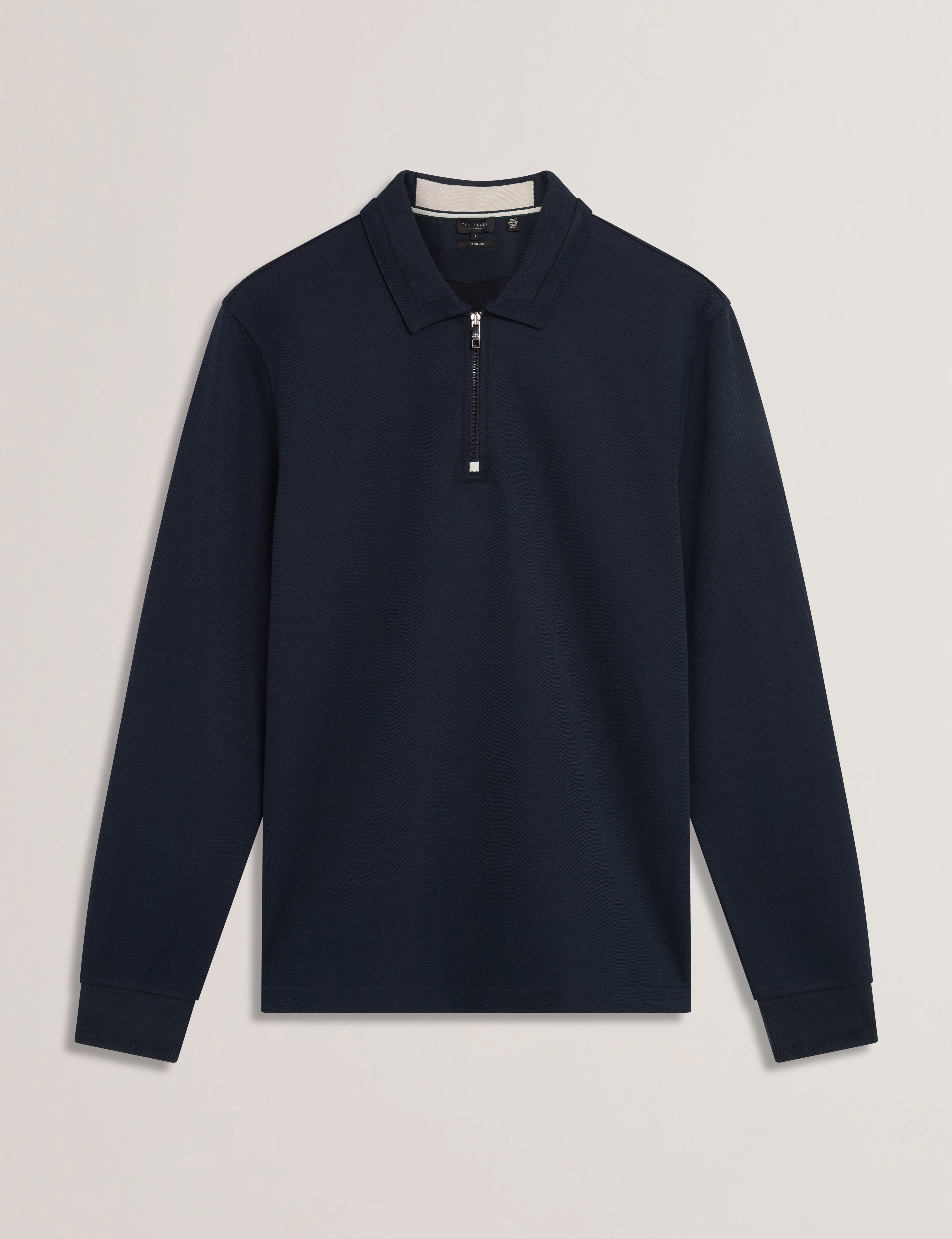 Long Sleeve Cotton Blend Zip Polo Shirt | Ingmar | Ted Baker US