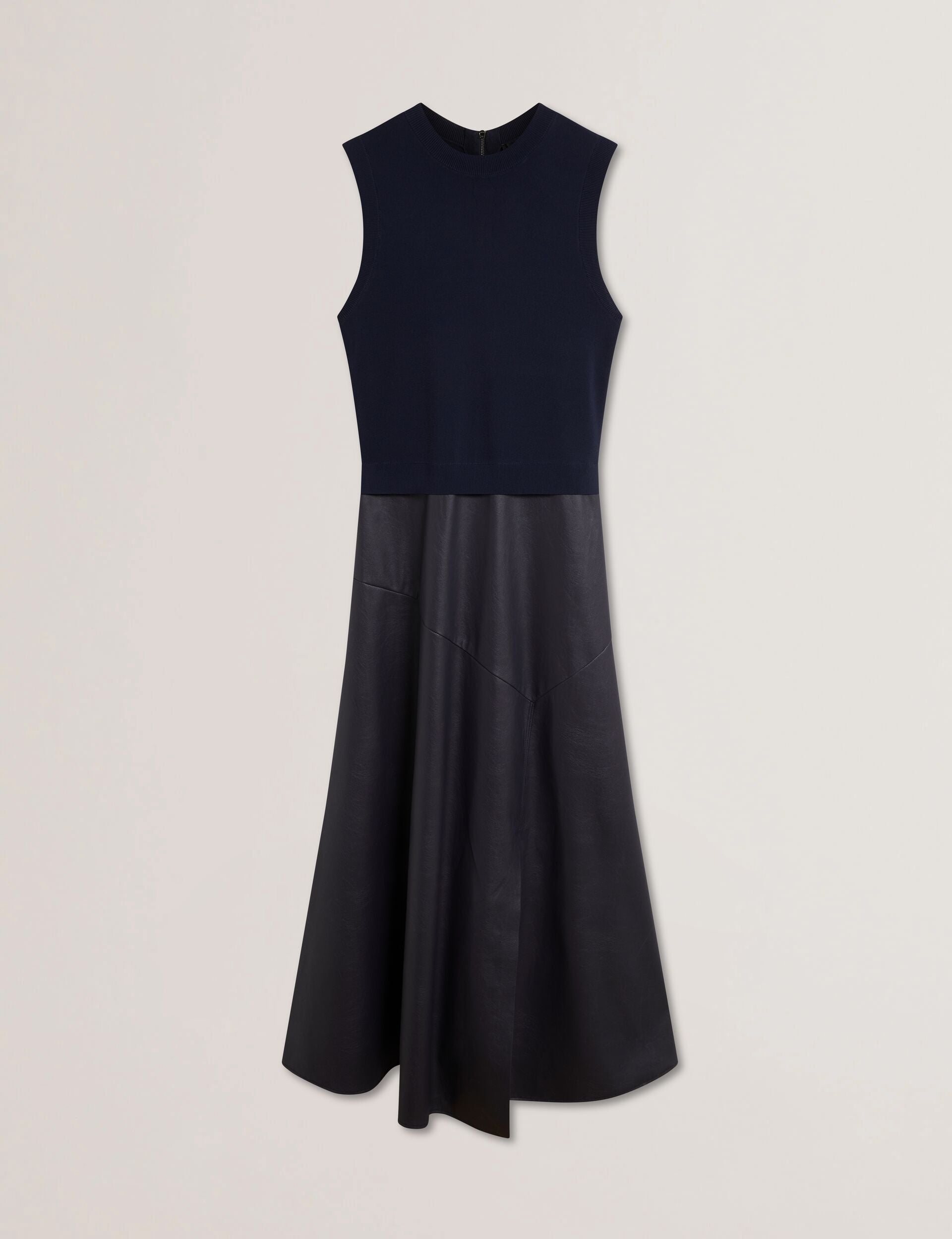 Sleeveless Knit Faux Leather Midi Dress | Labasa | Ted Baker US