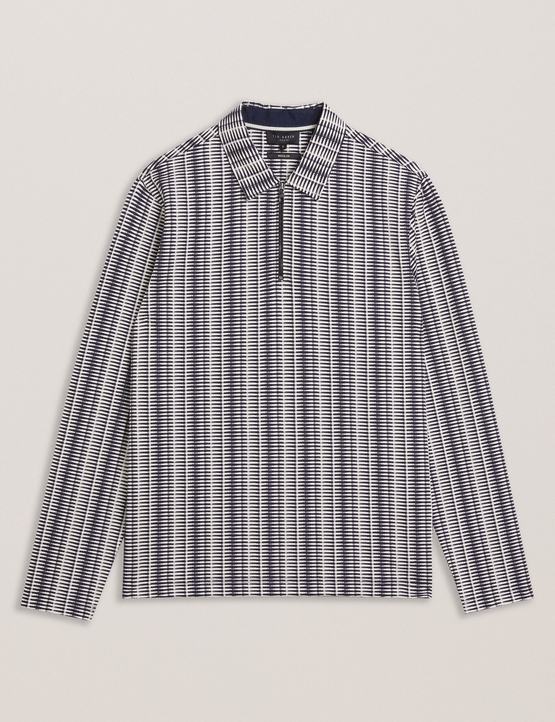 Long Sleeve Geo Stripe Zip Polo Shirt | Capuzzo | Ted Baker US