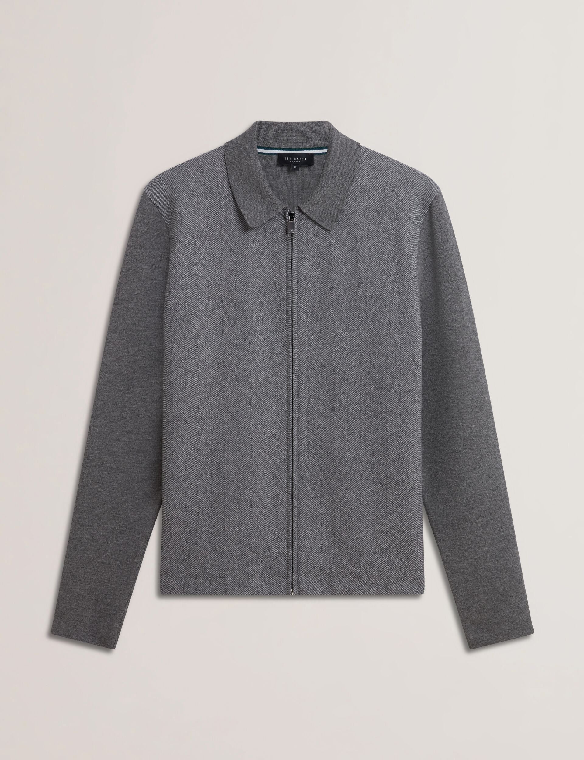 Herringbone Wool Blend Zip Up Cardigan | Dejo | Ted Baker US