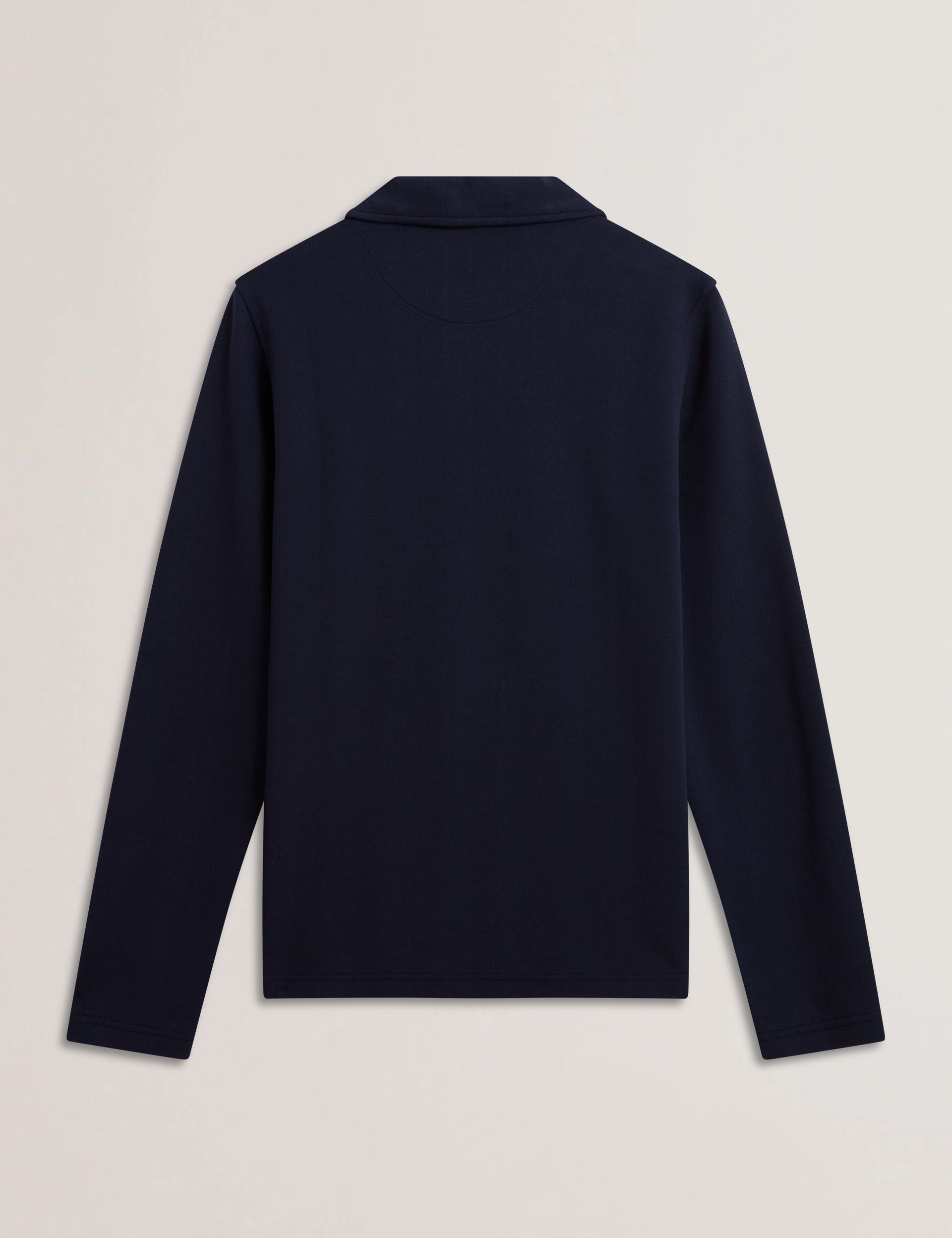 Herringbone Zip Neck Long Sleeve Polo | Kalend | Ted Baker US