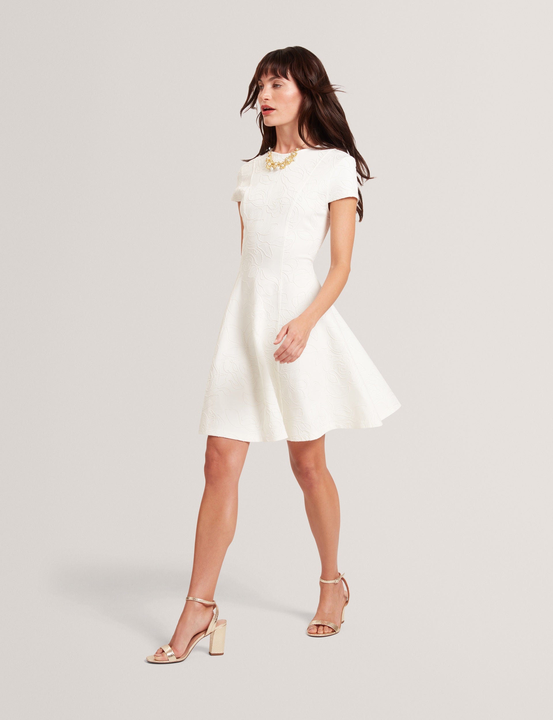 Embroidered Short Sleeve Mini Skater Dress | Clodaa | Ted Baker US